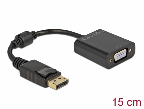 Adapter DisplayPort 1.2 Stecker zu VGA Buchse Passiv schwarz, Delock® [61006]