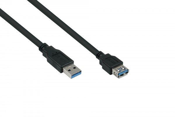 kabelmeister® Verlängerungskabel USB 3.0 Stecker A an Buchse A, Premium, DATA AWG28 / Power AWG24, UL, KUPFER, schwarz, 3m
