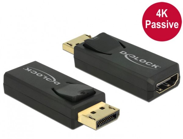 Adapter DisplayPort 1.2 Stecker an HDMI Buchse 4K Passiv, schwarz, Delock® [65571]