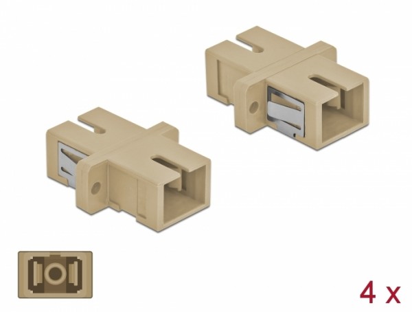 LWL Kupplung SC Simplex Buchse zu SC Simplex Buchse Multimode 4 Stück beige, Delock® [85993]