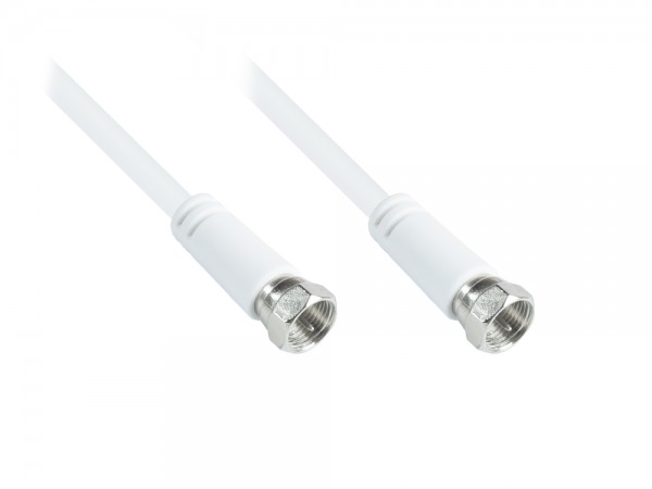 SAT Antennenkabel, F-Stecker beidseitig (vernickelt), 2x geschirmt (class A, >85 dB / 75 Ohm), CCS, weiß, 5m, Good Connections®