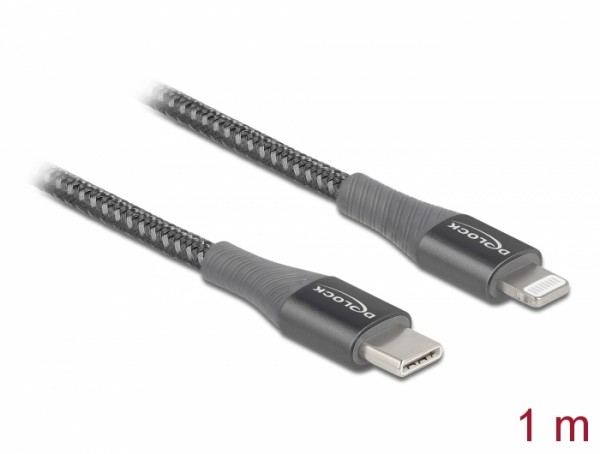 Daten- und Ladekabel USB Type-C™ zu Lightning™ für iPhone™, iPad™ und iPod™ grau 1 m MFi, Delock® [86631]