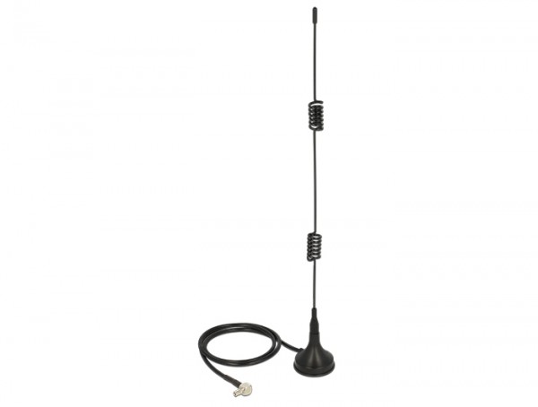 LTE Antenne TS-9 Stecker 2 - 3 dBi omnidirektional magnetischer Standfuß starr schwarz, Delock® [12480]