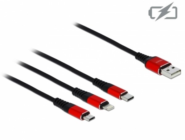 USB Ladekabel 3 in 1 für Lightning™ / Micro USB / USB Type-C™ 30 cm, Delock® [85891]