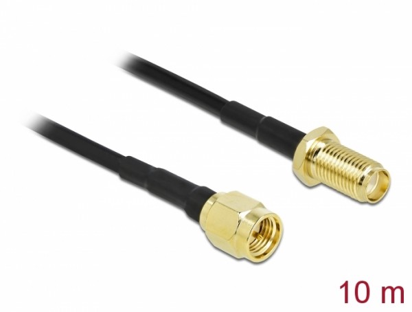 Antennenkabel SMA Stecker zu SMA Buchse LMR/CFD100 10 m low loss, Delock® [90429]