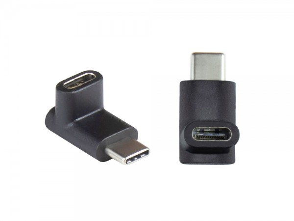 Adapter USB 3.0 / USB 3.1 (Gen. 1) USB-C™ Stecker an USB-C™ Buchse, 90° nach unten/oben gewinkelt, schwarz, Good Connections®