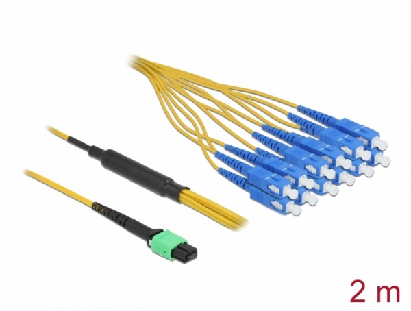 LWL Kabel MPO Buchse zu 12 x SC Simplex Stecker, Singlemode, 9/125 µm, 2 m, Delock® [84871]