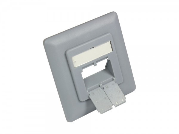 Zentralstück 50x50mm inkl. Abdeckrahmen 80x80mm für Netzwerkdosen, silbergrau (matt) RAL7001, Good Connections®