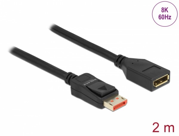 DisplayPort Verlängerungskabel 8K 60 Hz, schwarz, 2 m, Delock® [87071]