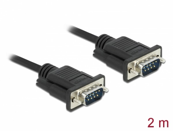 Seriell Kabel RS-232 D-Sub9 Stecker zu Stecker mit schmalem Steckergehäuse 2 m, Delock® [86574]