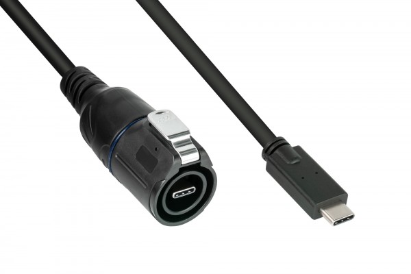 Industrie-Steckverbinder S1 - USB 3.2 Gen. 2 Kabel, Stecker C™ mit Klick-Arretierung an Stecker C™, M16, IP65/67, 0,5m, Good Connections®