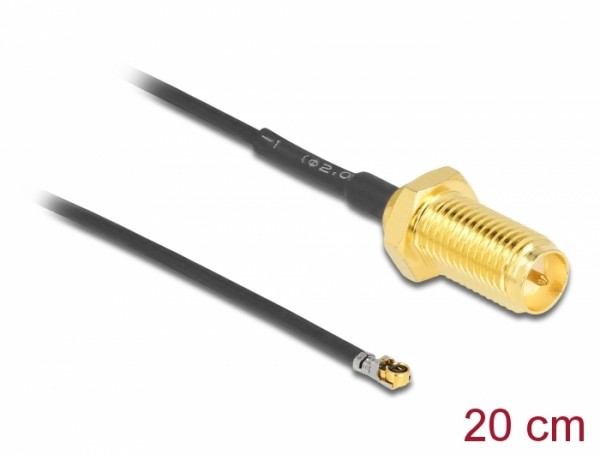 Antennenkabel RP-SMA Buchse zum Einbau zu MHF® 4L LK Stecker 1.37 20 cm Gewindelänge 10 mm, Delock® [12656]