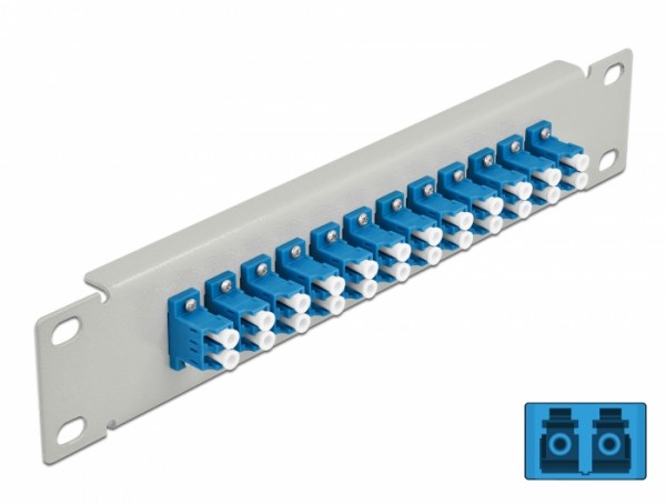 10? LWL Patchpanel 12 Port LC Duplex blau 1 HE grau, Delock® [66786]