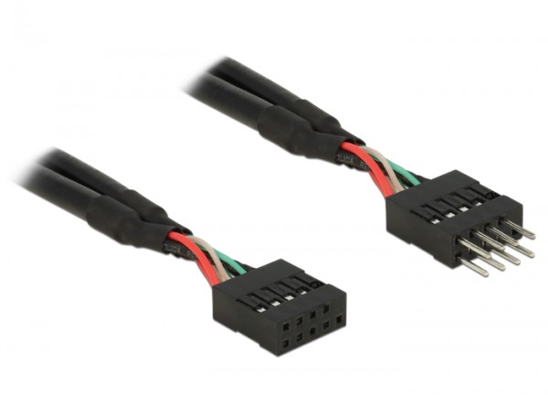 USB 2.0 10 Pin Verlängerungskabel Pfostenstecker an Pfostenbuchse 10 cm, Delock® [83872]