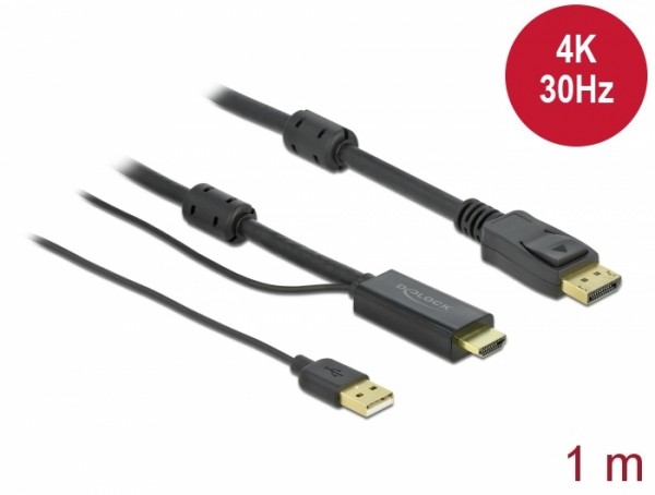 HDMI zu DisplayPort Kabel 4K 30 Hz 1 m, Delock® [85963]