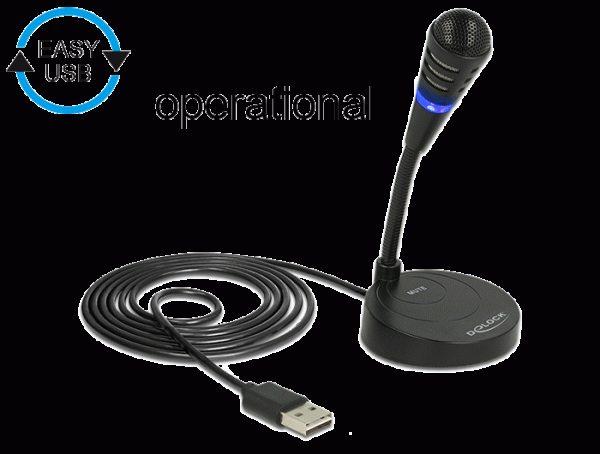 USB Mikrofon mit Standfuß und Touch-Mute Taste, Delock® [65868]