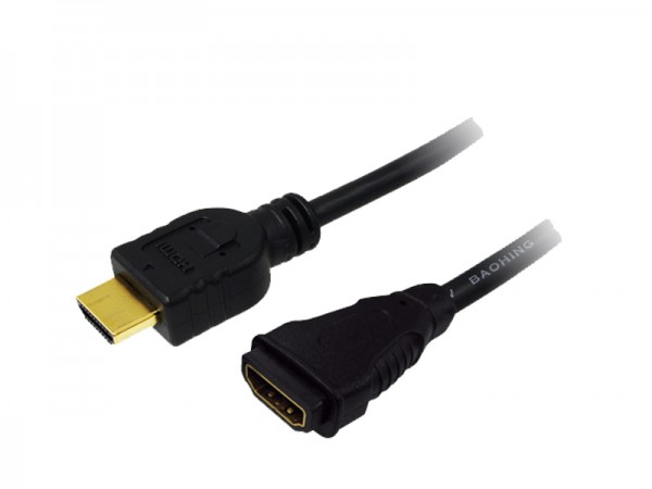 Verlängerungskabel HDMI-High-Speed 1.4 mit Ethernet, A Stecker an A Buchse, vergoldete Kontakte, schwarz, 2m, LogiLink® [CH0056]
