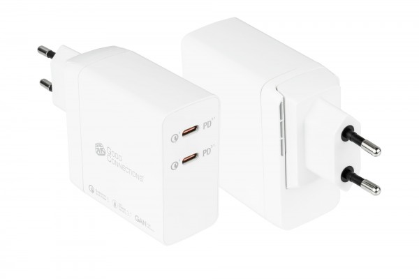 USB-Schnellladegerät 140W mit GaN-Technologie, 2-Port (2x USB-C™), PD 3.1, QC 5, PPS, weiß, Good Connections®