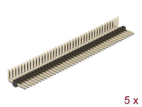 Stiftleiste 40 Pin, Rastermaß 1,27 mm, 1-reihig, gewinkelt, 5 Stück, Delock® [66691]