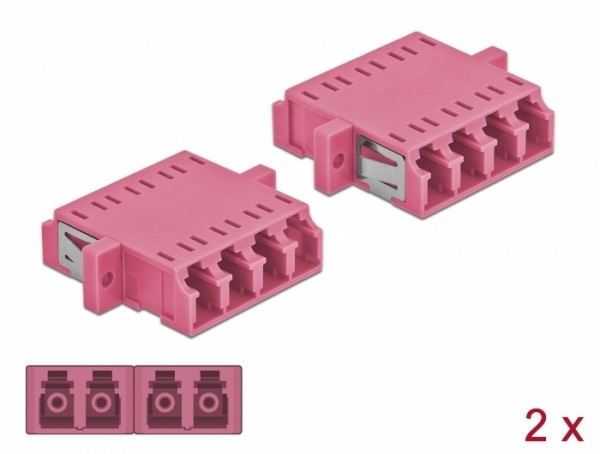 LWL Kupplung LC Quad Buchse zu LC Quad Buchse Multimode 2 Stück violett, Delock® [86542]