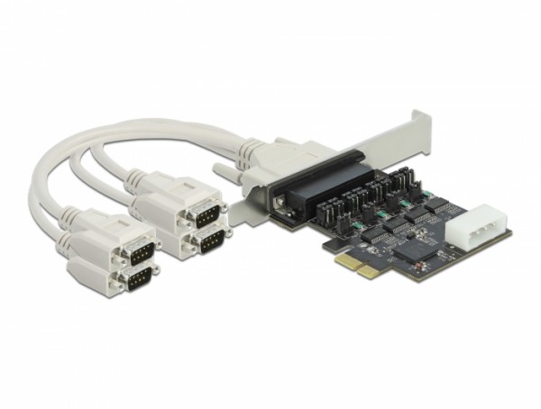 PCI Express Karte zu 4 x Seriell RS-232 mit Spannungsversorgung 5 V / 12 V, Delock® [89895]