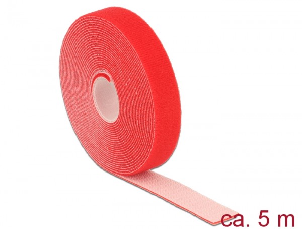 Klett-Kabelbinder L 5m x B 20mm, Rolle, rot, Delock® [18723]