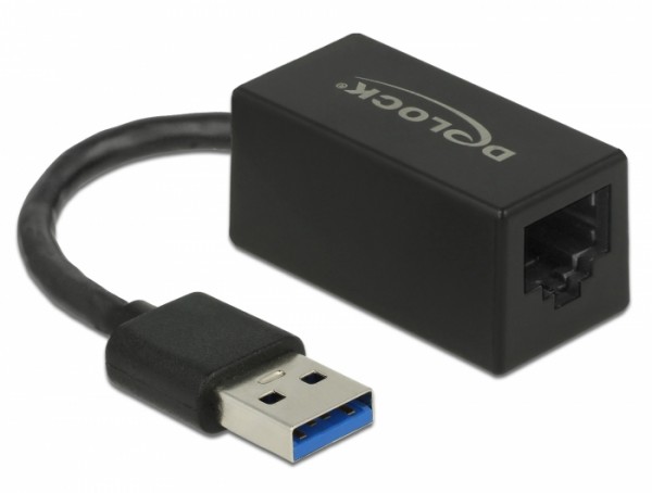 Adapter SuperSpeed USB (USB 3.1 Gen 1) mit USB Typ-A Stecker > Gigabit LAN 10/100/1000 Mbps kompakt schwarz, Delock® [65903]