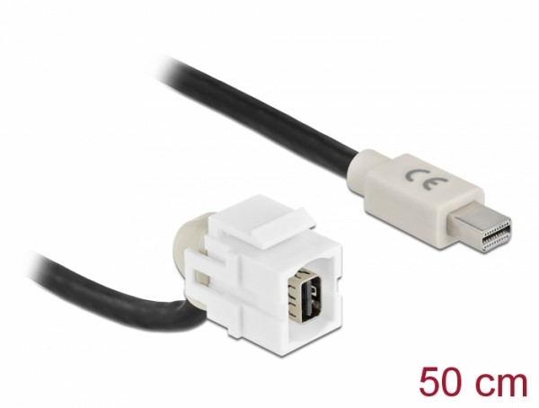 Keystone Modul mini DisplayPort Buchse 110° > mini DisplayPort Stecker mit Kabel weiß, Delock® [86860]