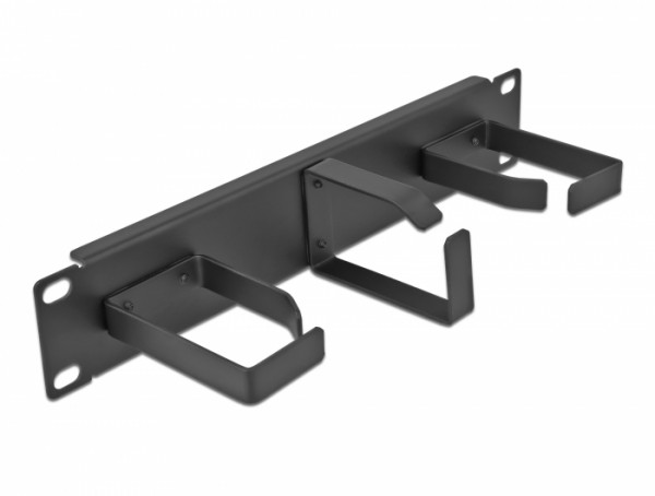 10" Kabelmanagement Rangierpanel mit 3 Metall Bügeln (2 x horizontal, 1 x vertikal) 1 HE schwarz, Delock® [66847]