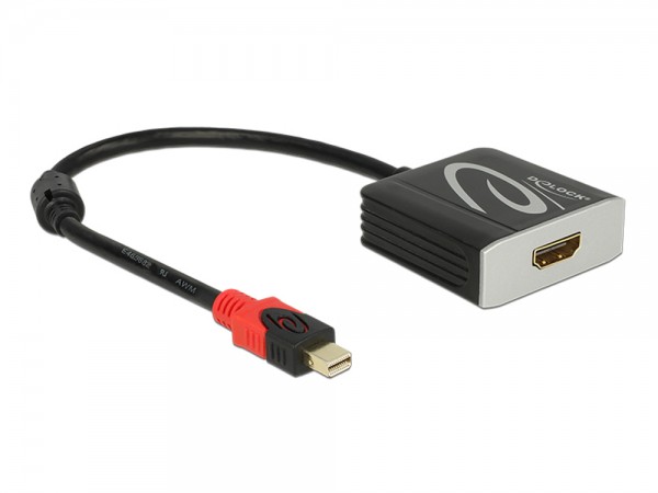 Adapterkabel mini DisplayPort 1.2 Stecker an HDMI 2.0 Buchse, 4K, 60Hz Aktiv, schwarz, 0,2m, Delock® [62735]