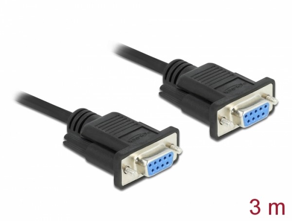 Seriell Kabel RS-232 D-Sub9 Buchse zu Buchse Nullmodem mit schmalem Steckergehäuse 3 m, Delock® [86606]