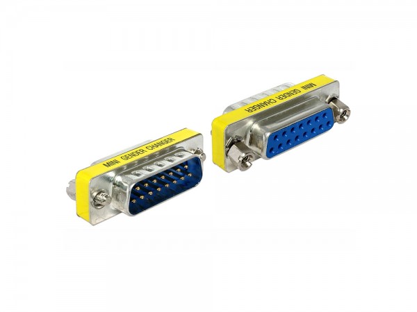 Adapter Sub-D 15 Pin Stecker an Sub-D 15 Pin Buchse, Portschoner, Delock® [65481]