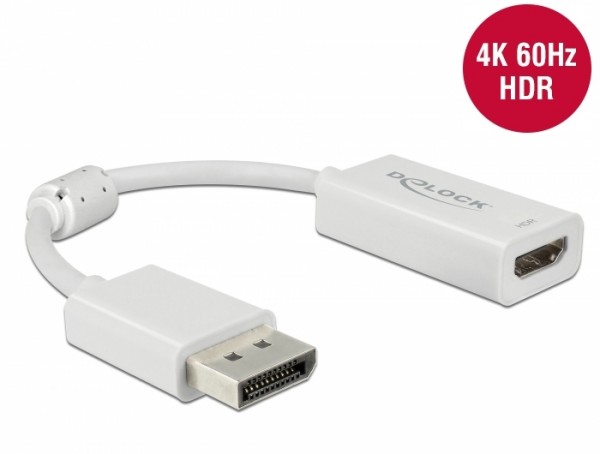 DisplayPort 1.4 Adapter zu HDMI 4K 60 Hz mit HDR Funktion Passiv weiß, Delock® [63936]