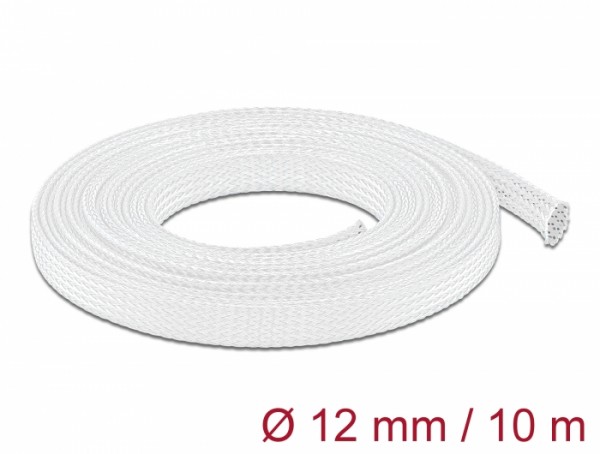 Geflechtschlauch dehnbar 10 m x 12 mm weiß, Delock® [20804]