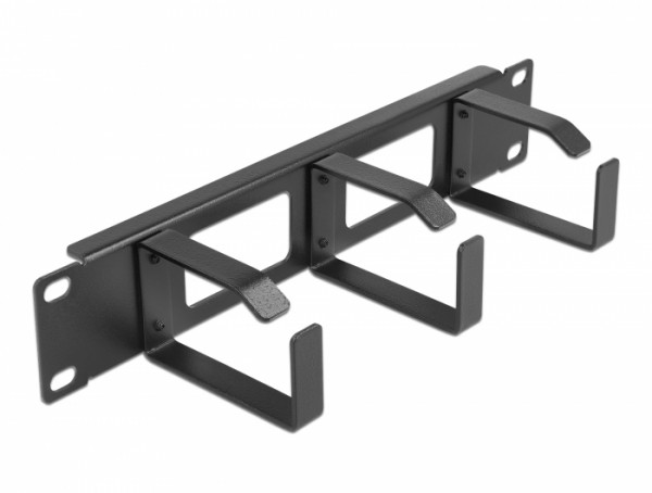 10? Kabelmanagement Rangierpanel mit 2 Öffnungen und 3 Bügeln 1 HE schwarz, Delock® [66656]