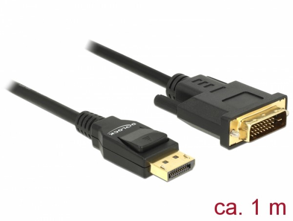 Kabel Displayport 1.2 Stecker an DVI 24+1 Stecker, passiv, schwarz, 1 m, Delock® [85312]
