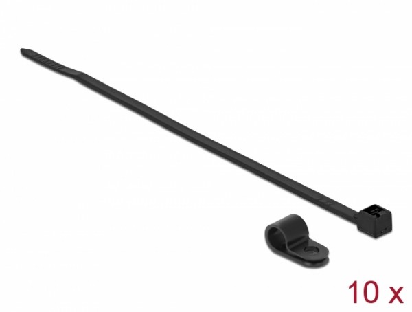 Befestigungsschelle 6,4 mm mit Kabelbinder L 200 x B 3,6 schwarz, Delock® [18864]