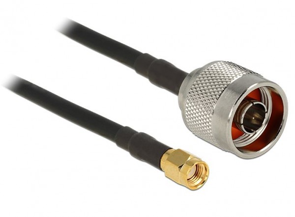 Antennenkabel N Stecker an RP-SMA Stecker CFD200 low loss, schwarz, 1,5m, Delock® [88939]