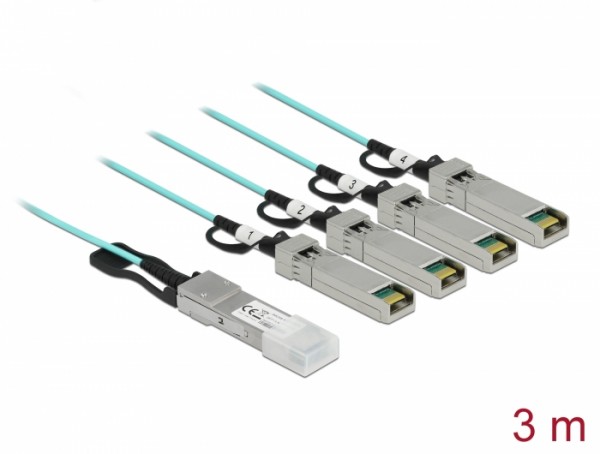 Aktives Optisches Kabel QSFP+ zu 4 x SFP+ 3 m, Delock® [84058]