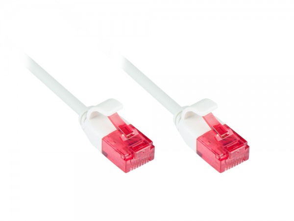 Patchkabel, Cat.6, U/UTP, SLIMLINE-KABEL, PVC, CU, 250MHz, weiß, 2m, Good Connections®