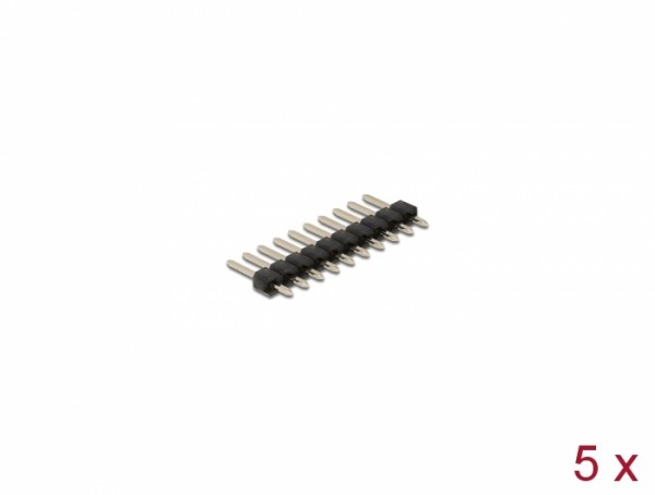 Stiftleiste 10 Pin, Rastermaß 2,54 mm, 1-reihig, gerade, 5 Stück, Delock® [66692]