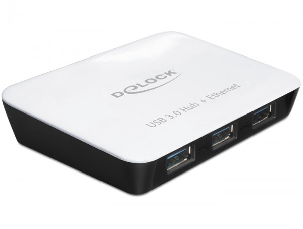 Hub, USB 3.0, 3 Port + 1 Port Gigabit LAN 10/100/1000 Mb/s, Delock® [62431]