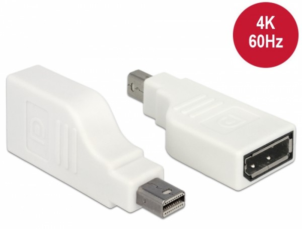 Adapter mini Displayport 1.2 Stecker an Displayport Buchse 4K 90° gedreht, weiß, Delock® [65867]