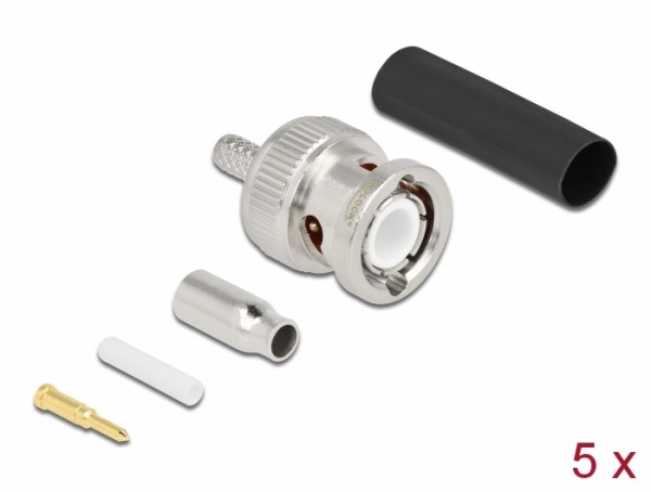 BNC Stecker zum Crimpen RG-174 / RG-316 mit passendem Schrumpfschlauch, Delock® [90013]