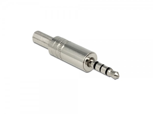 Stereo Klinkenstecker 3,5mm 4 Pin mit Knickschutz, silber, Delock® [65546]