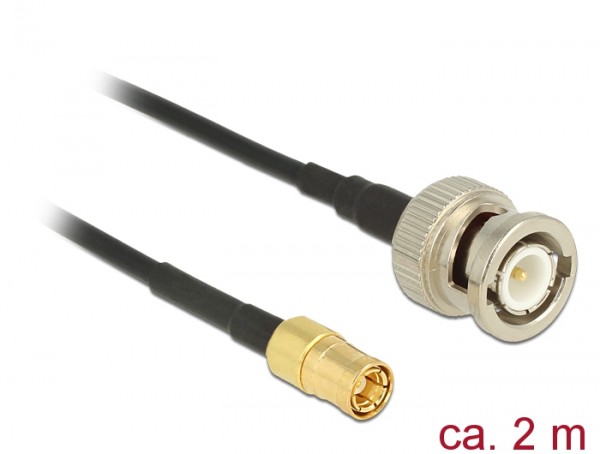 Antennenkabel BNC Stecker an SMB Stecker RG-174, schwarz, 2m, Delock® [12497]