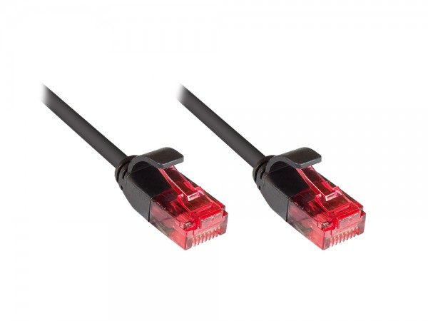 Patchkabel, Cat.6, U/UTP, SLIMLINE-KABEL, PVC, CU, 250MHz, schwarz, 0,5m, Good Connections®