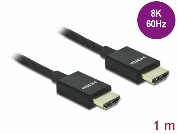 Koaxiales High Speed HDMI Kabel 48 Gbps 8K 60 Hz schwarz 1 m, Delock® [85384]