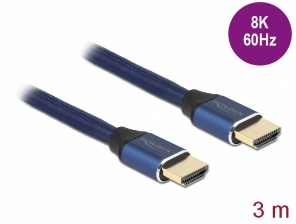 Ultra High Speed HDMI Kabel 48 Gbps 8K 60 Hz blau 3 m zertifiziert, Delock® [85448]