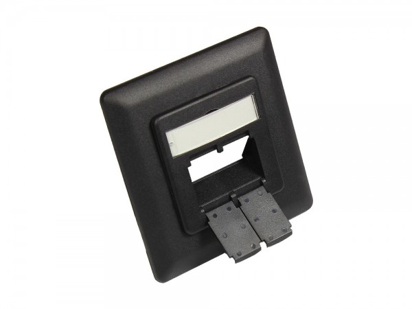 Zentralstück 50x50mm inkl. Abdeckrahmen 80x80mm für Netzwerkdosen, tiefschwarz (matt) RAL9005, Good Connections®